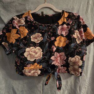 Torrid 1x swim cropped top floral multicolor